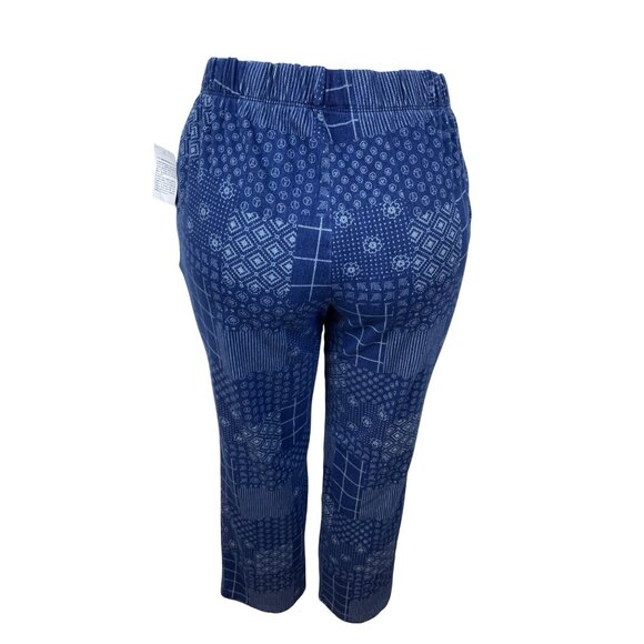 Lands’ End Blue Patchwork Women’s Shirt & Elastic Waist Pants Set Size S - New - Picture 5 of 16